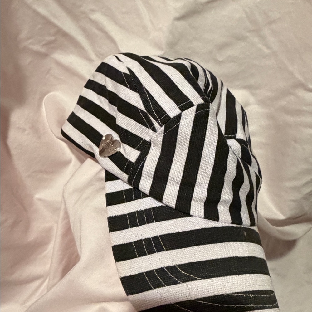 Betsey Johnson Black and White Striped Hat